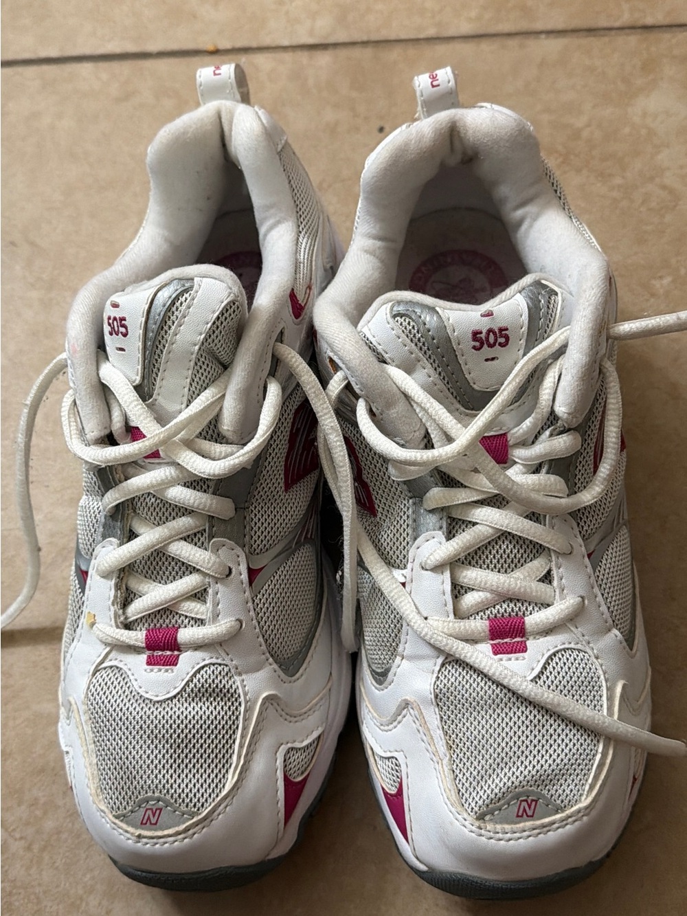 New Balance Women’s 505 Athletic Sneakers in White and Pink